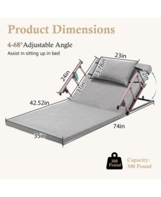 Adjustable Bed Backrest w/ Safety Rails, Remote, for Elderly/Patients
