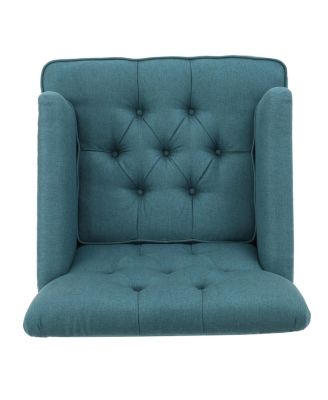 Dark Teal Tufted Club Chair With Studded Trim