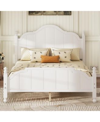 Bed Frame with Headboard, Vintage Wooden Platform