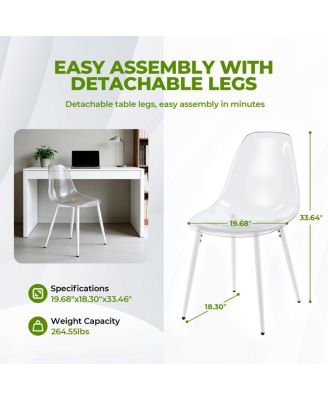 Streamdale dining chair, set of 4,metal leg, plastic seat