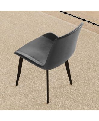 Streamdale Dining Chairs Set of 4, Modern PU Leather Metal Dining Chairs - Gray