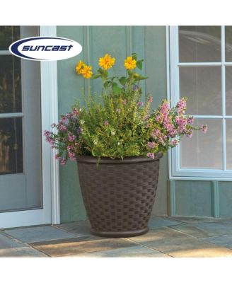 Sonora 18 Inch Resin Wicker Decorative Yard Garden Flower Planter