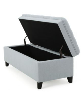 Fabric Storage Ottoman with Birch Legs