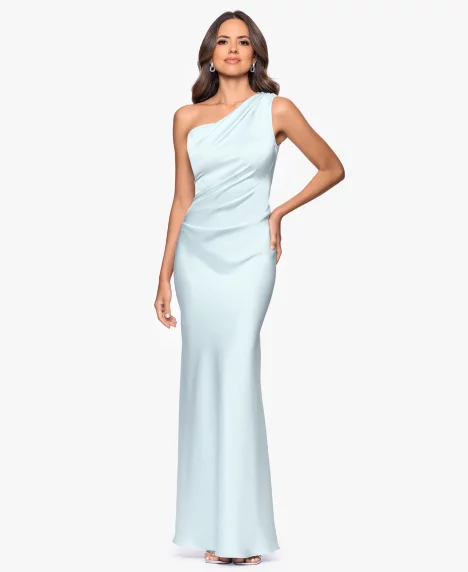 Petite One-Shoulder Sheath Gown - Mist