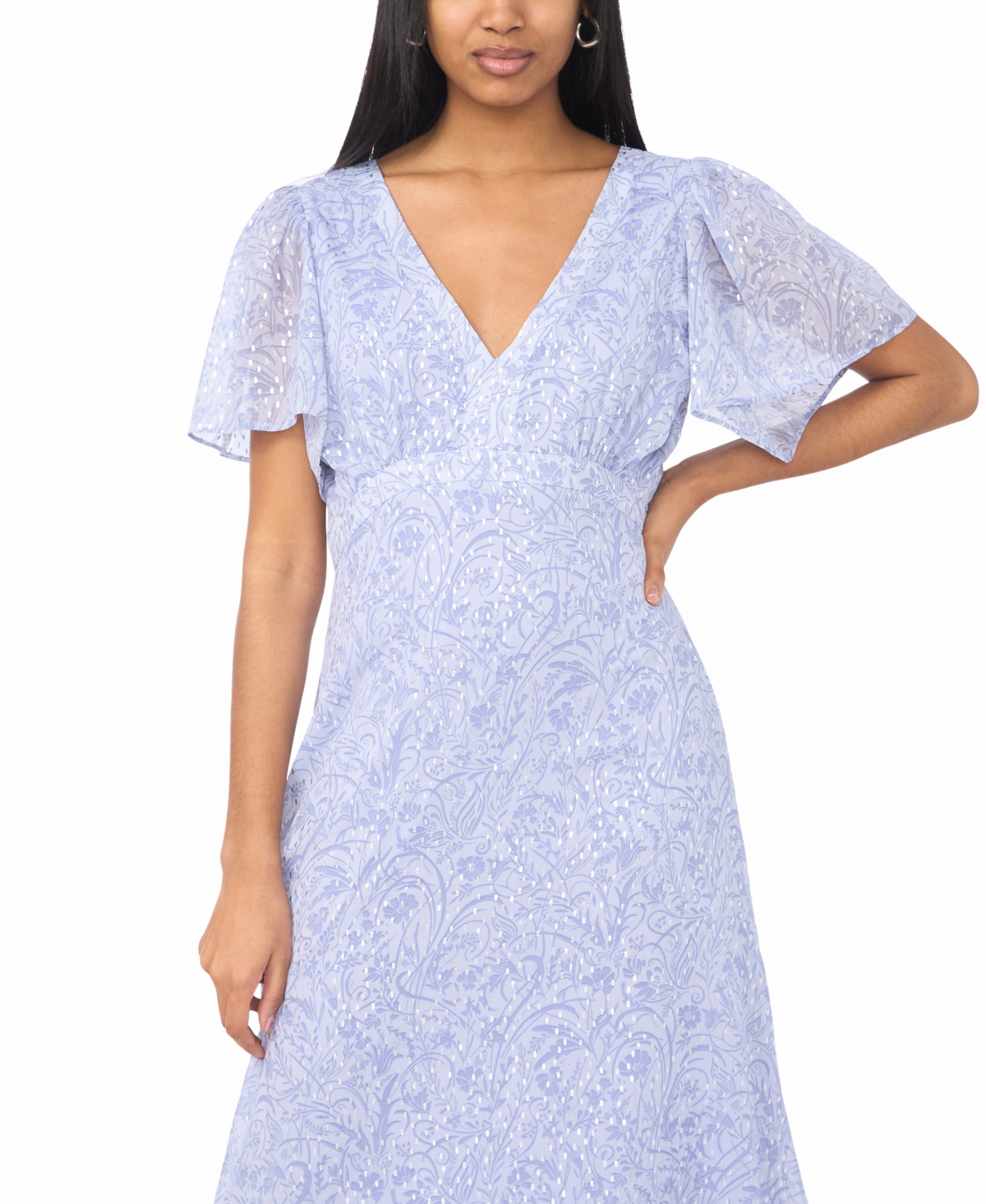 Msk Women's V-Neck Flutter-Sleeve Maxi Dress