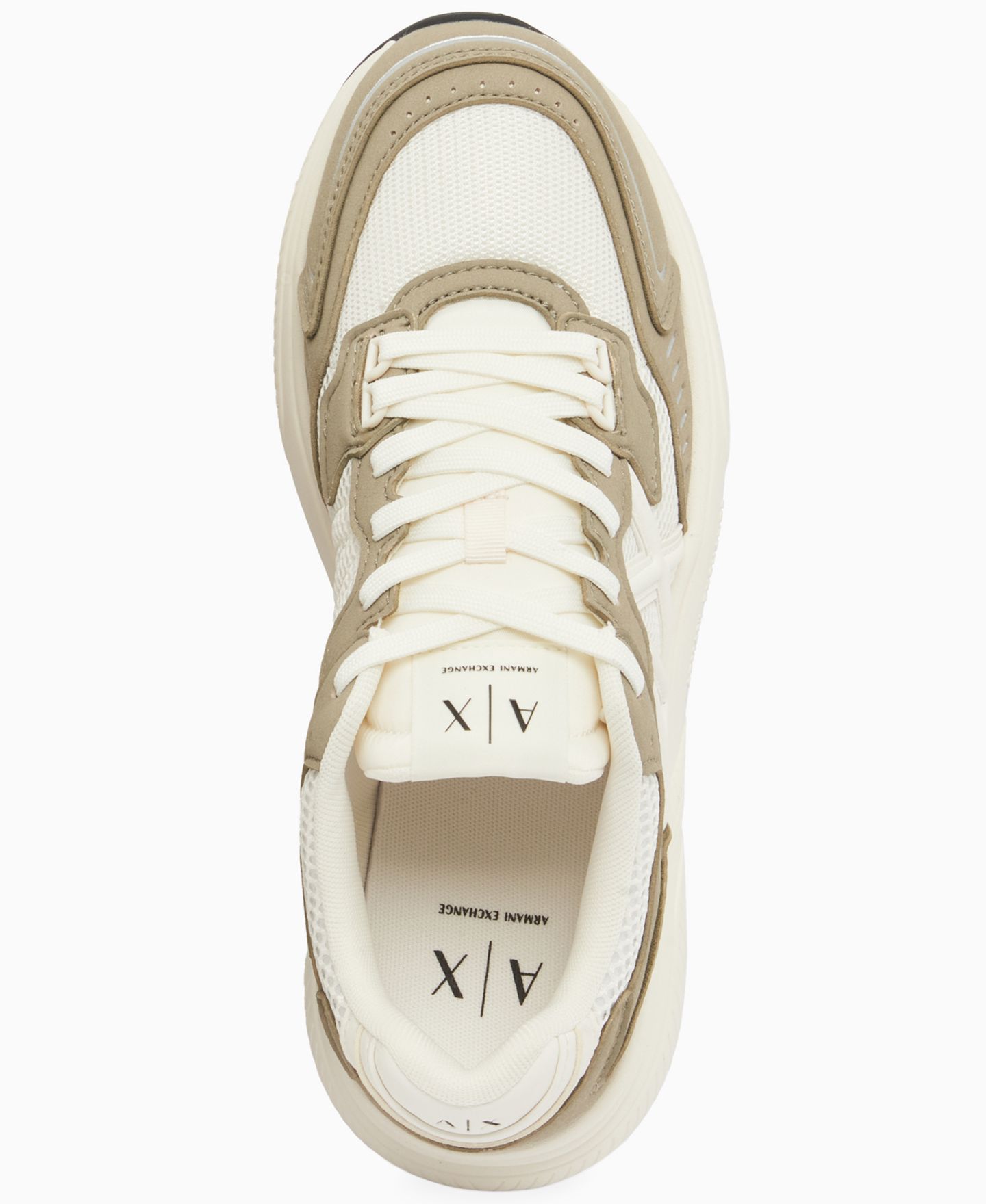 Мужские кроссовки A|X Armani Exchange Microsuede Lucky, цвет: Оливковый / Молочный белый — фото 4