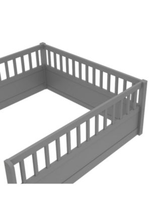 Montessori Floor Bed Frame with Fence