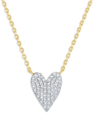 Pave Heart Diamond Pendant Necklace (1/6 ct. t.w.) in 14k Yellow Gold Over Sterling Silver