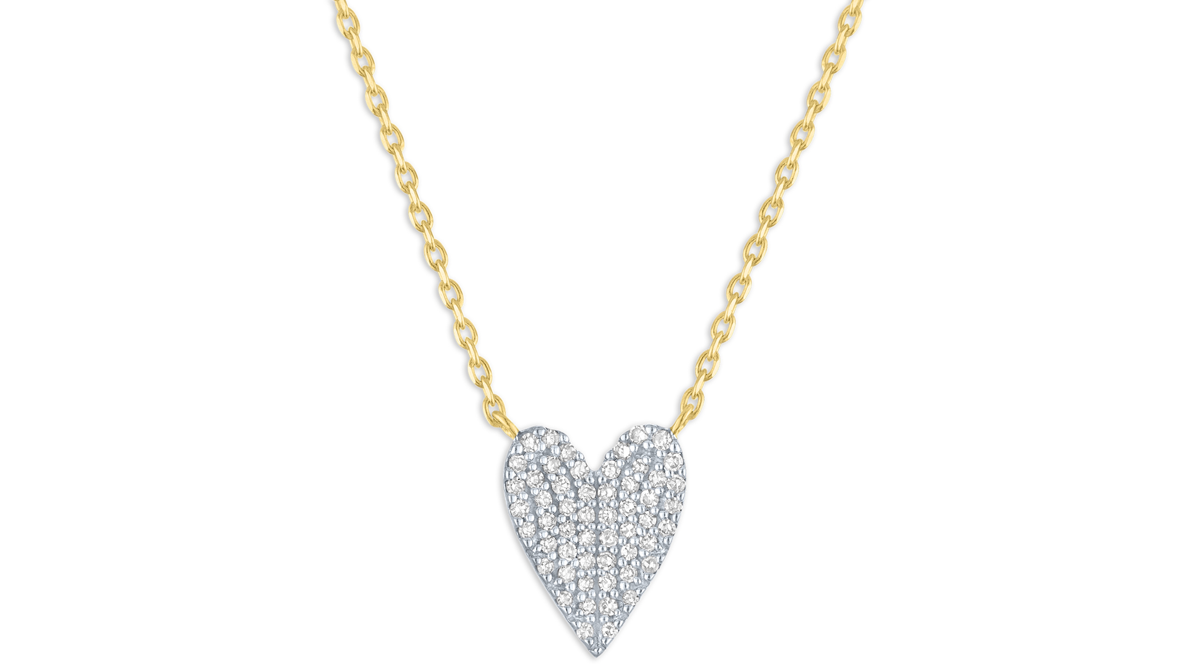 Macy's Pave Heart Diamond Pendant Necklace (1/6 ct. t.w.) in 14k Yellow Gold Over Sterling Silver