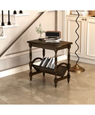 Streamdale Classic Wooden Side Table with Magazine Rack