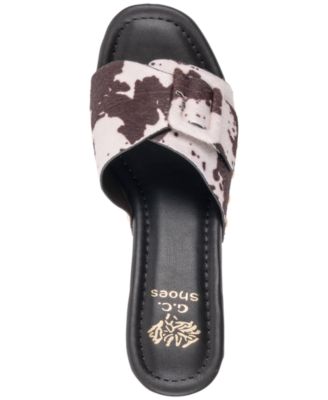 Women's York Buckle Wooden Block Heel Platform Sandals