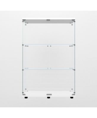  Tempered Glass Display Cabinet w/ Light & Adjustable Feet - White