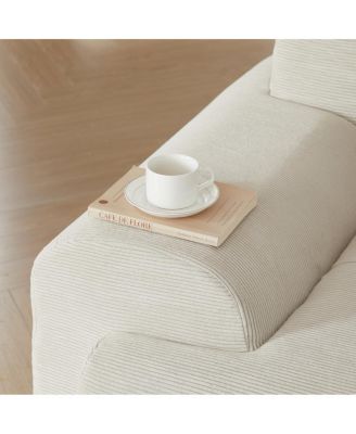 Streamdale Modern L-Shaped Corduroy Sectional Sofa with Movable Ottoman - No Assembly