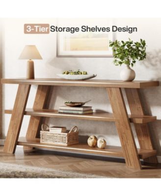 70.9" Extra Long Console Table with Storage, 3-Tier Narrow Wooden Sofa Table Behind The Couch, Farmhouse Entry Foyer Table