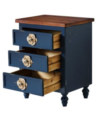 Vintage Farmhouse End Table - 19" Rustic Nightstand, 3 Drawers