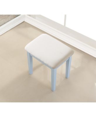 Moniys Wood Moniya Makeup Vanity Table and Stool Set, Blue