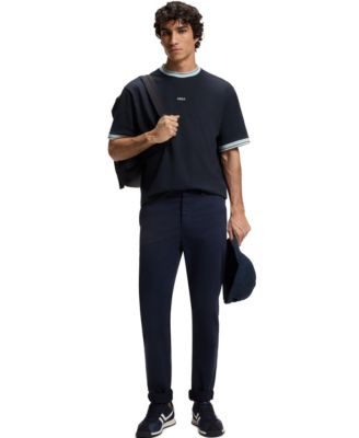 Men's Cotton Striped Trim Relaxed-Fit T-Shirt