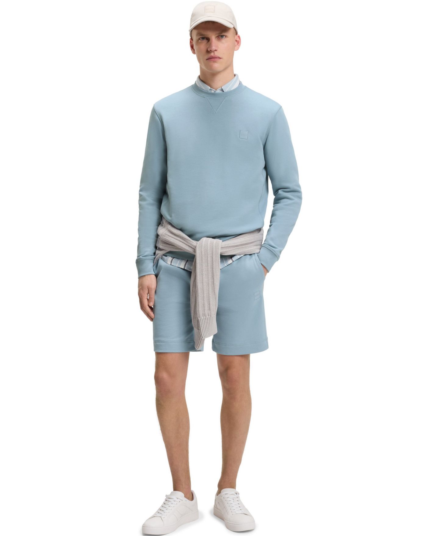 Мужские шорты Hugo Boss Cotton-Terry Logo Patch, цвет: Синий — фото 2