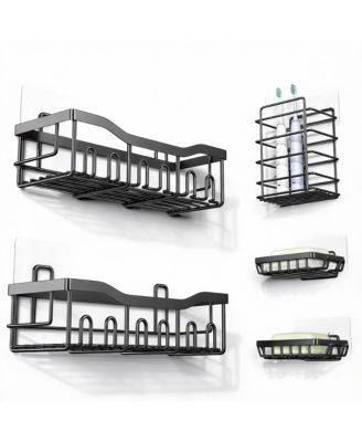 5-Piece Stainless Steel Shower Organizer Set for Bathroom Storage