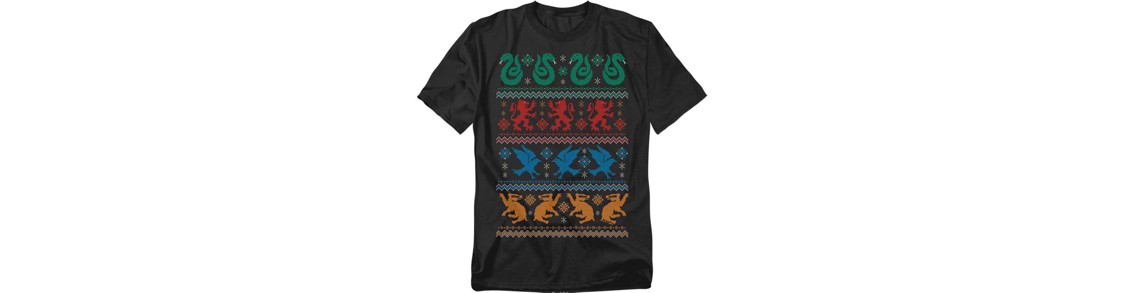 Harry Potter Big & Tall Hogwarts Houses Fair Isle Christmas Sweater T Shirt