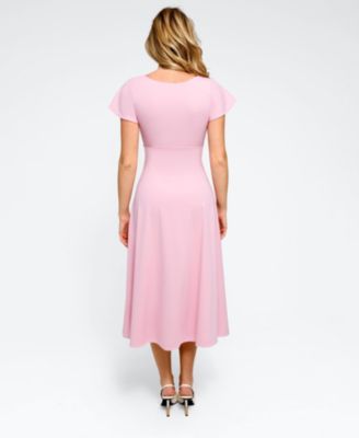 Shap Women's ewear Flutter Sleeve Sculpting A-Line Midi Dress