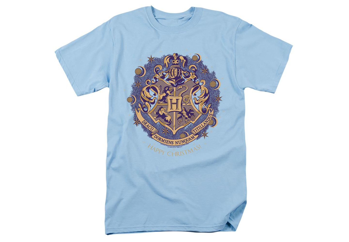 Мужская футболка Harry Potter Happy Christmas From Hogwarts, цвет: Светлый синий — фото 1