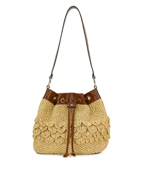 Женские Patricia Nash Belamy Medium Scalloped Raffia Drawstring Shoulder Bag