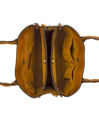 Genovese Medium Floral Tooled Leather Satchel Handbag