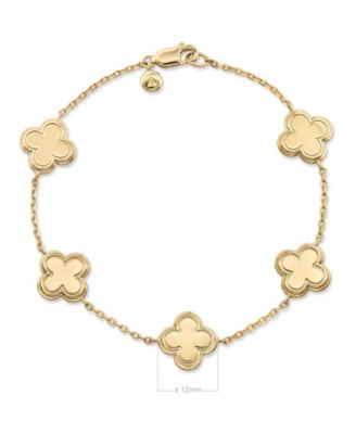 Contour-lined Clover Bracelet in Gold Plated Sterling Silver, Medium 7.5 in