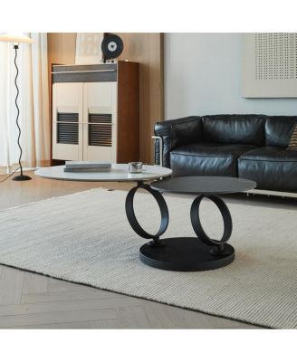 Round Nested Coffee Tables - Faux Marble Top with Metal Frame