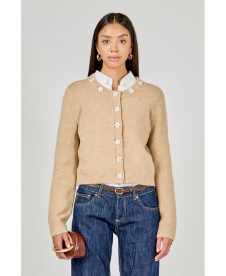 Women's Floral Button Knit Cardigan