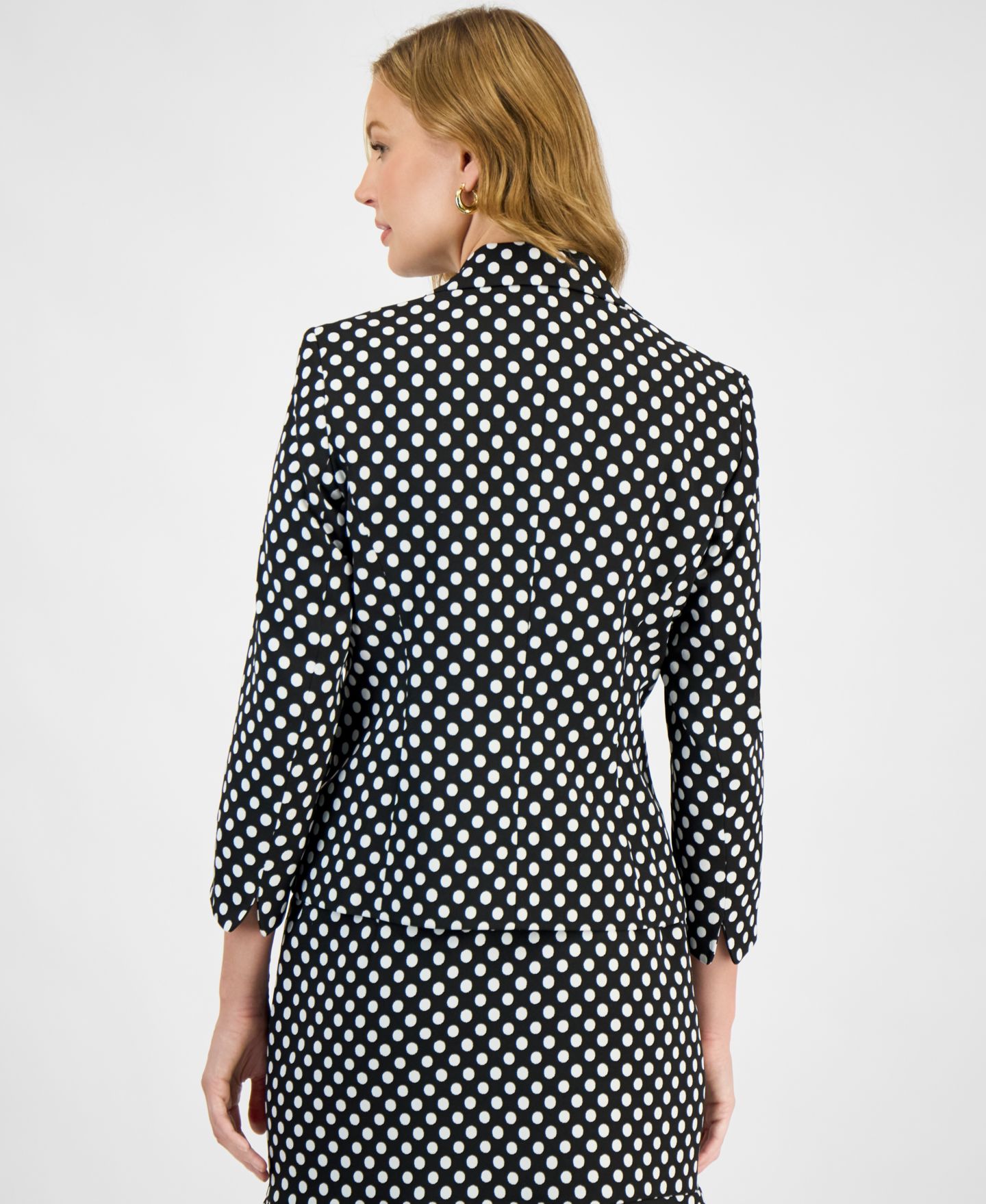 Женский пиджак Kasper Polka Dot Jacquard Blazer, Regular & Petite, цвет: Чёрный / Белый — фото 9