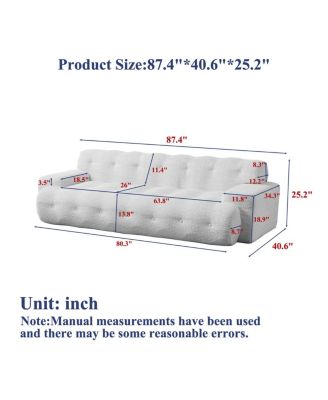 Streamdale Minimalist Button-Tufted Square Arm Three-Seater Sofa
