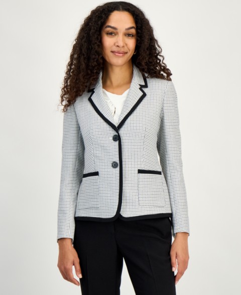 Женские Kasper Women's Framing-Trim Button-Front Blazer, Regular & Petite