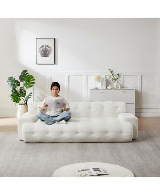Streamdale Minimalist Button-Tufted Square Arm Three-Seater Sofa