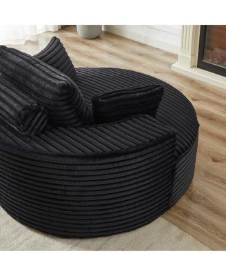 Streamdale 55"L Corduroy Foam Single Swivel Chair, Fluffy Modern Sleeper, 360 Degree Swivel