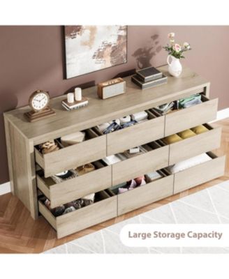 9-Drawer Dresser for Bedroom, Wide Modern Wooden Storage Chest for Living Room & Entryway