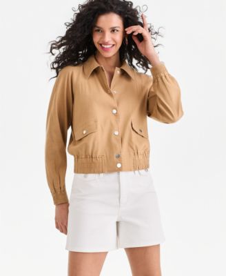 Women's Linen-Blend Bomber Jacket