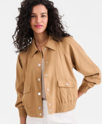 Women's Linen-Blend Bomber Jacket