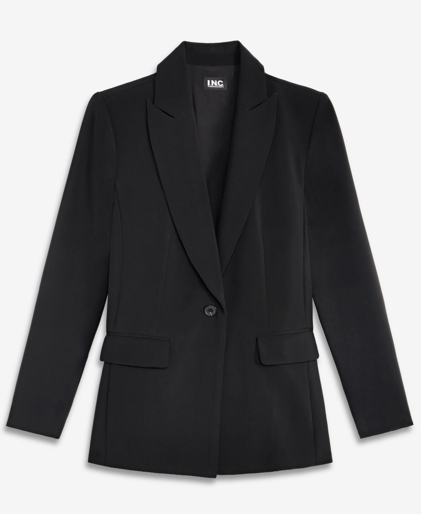 Женский пиджак I.N.C. International Concepts Oversized One-Button Blazer, цвет: Глубокий чёрный — фото 4