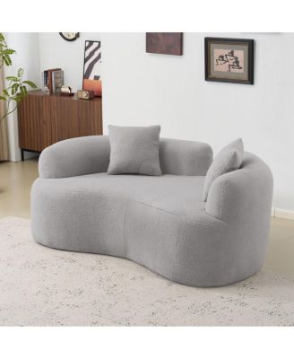 Curved Loveseat Sofa - Teddy Velvet, No-Assembly, 350 lbs Capacity