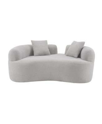 Curved Loveseat Sofa - Teddy Velvet, No-Assembly, 350 lbs Capacity