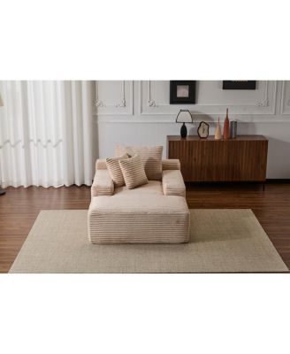  Modern Striped Faux Fur Lounge Chair with Ergonomic Design