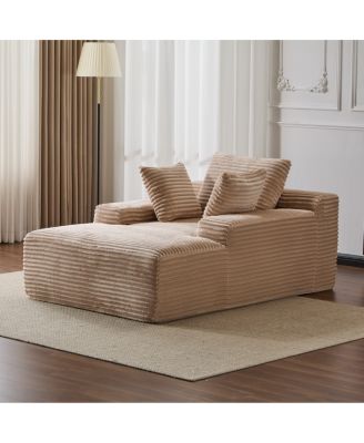  Modern Striped Faux Fur Lounge Chair with Ergonomic Design