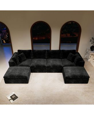 Modular Upholstered Corduroy Sectional Sofa