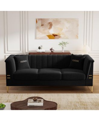  Modern Velvet Sofa with Vertical Channel Tufting