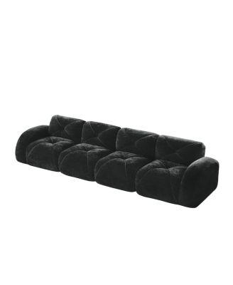  Soft Velvet Boneless Sofa, Ergonomic, No Assembly, Black