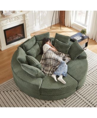 Corduroy Oversized Recliner, Converts to 2 Recliners, Sofa Bed, Neck Pillow