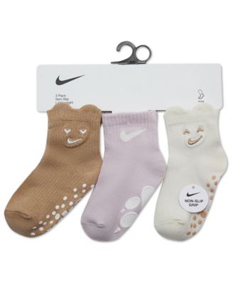 Baby Girls' Gripper Socks, 3-Pack