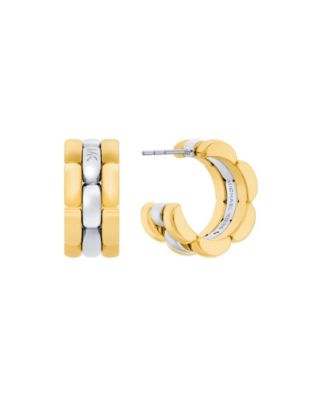 Two-Tone Link Hoop Earrings